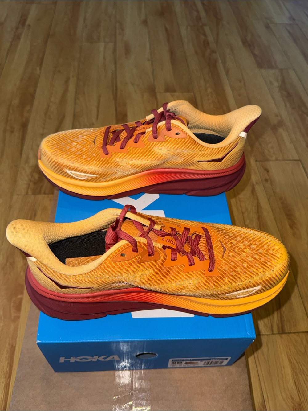 Hoka Orange Maroon Running Shoes - Picture 10 of 15